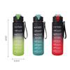 800ml Sportflasche mit Zeiteinteilung BPA-frei Outdoor Farbverlauf Sportwasserflasche Tragbar Große Kapazität Fitnessstudio Trinkbecher mit Strohhalm