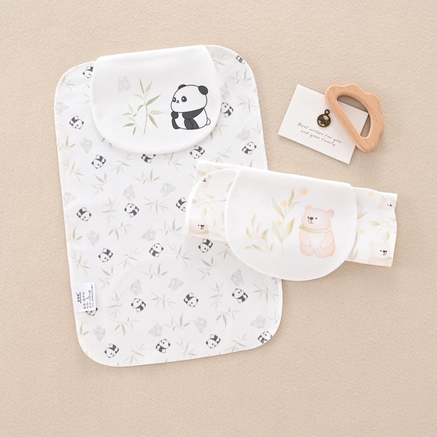 Ai Meng Bear Children s Sweat-Wicking Pure Cotton Towel: Ideal Sweat-Absorbent Back Pad for Babies in Kindergarten.