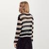 Women's Striped Hollow-Out Long-Sleeve Knit Top