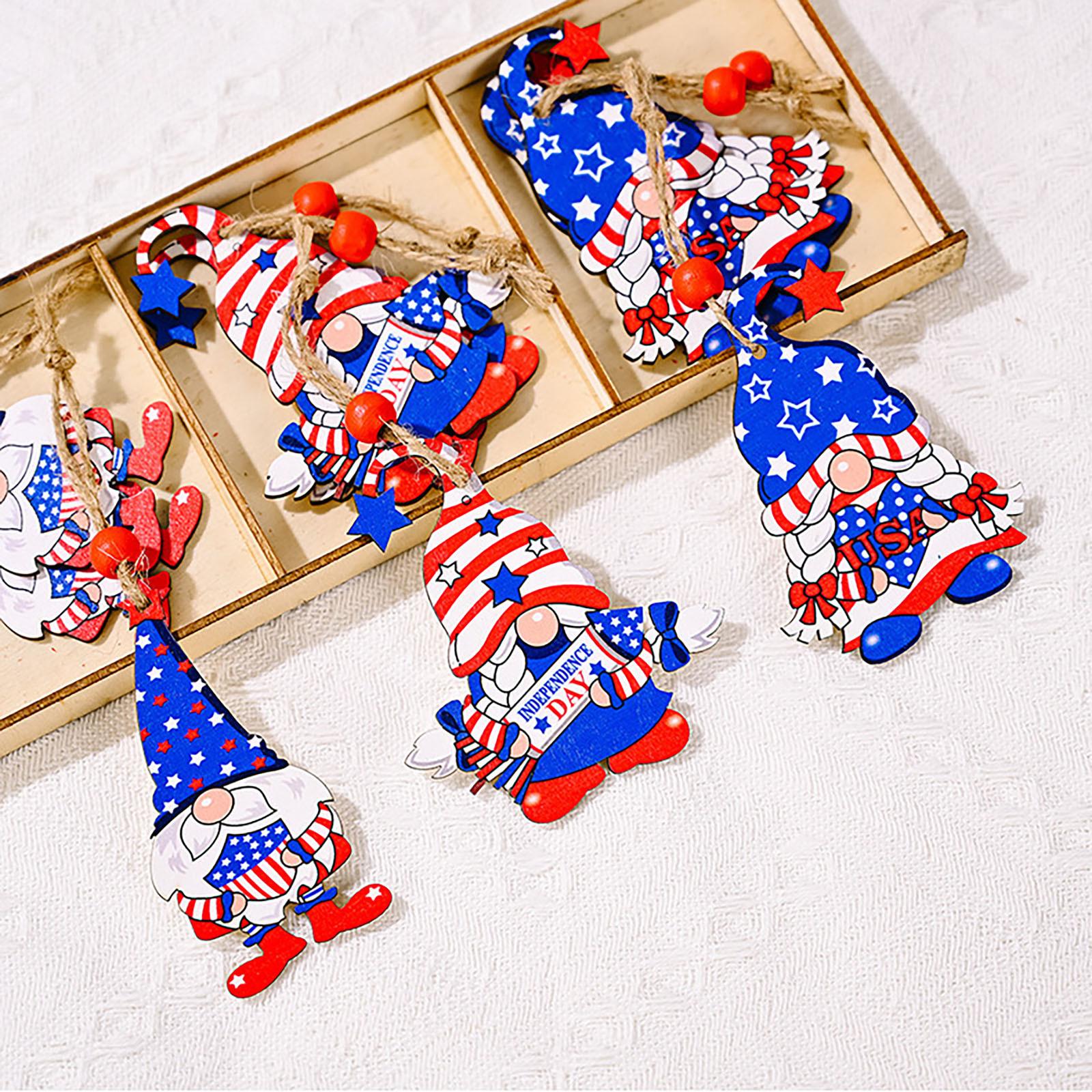 

Independence Day Wooden Box Pendant Desktop Decoration Tree Hanging B