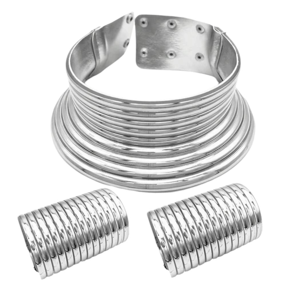 3-teiliges großes afrikanisches Halsketten-Kragen-Set, Vintage Statement-Choker-Halskette für Damen