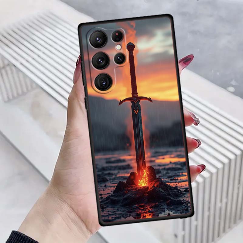 Fashion Hero Design Pattern For Samsung Galaxy S26 S25 S24 S23 S22 S21 S20 Ultra Plus FE 5G Black Soft TPU Phone Case