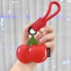 Peach Cherry Keychain Cartoon Car Keyring Creative PU Leather Bag Pendant  Students