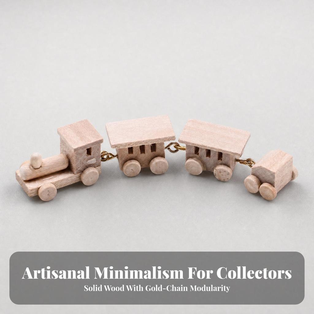 Miniature Wooden Train with Carriages Space-Saving Set