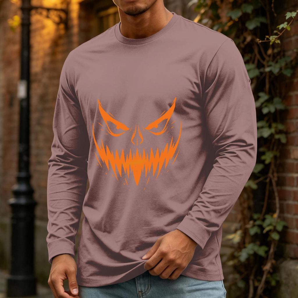 Men's Casual Long Sleeve Neck T-Shirt for Halloween