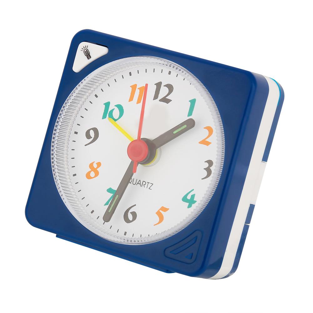 Mini Travel Table Alarm Clock Quartz LED Light with Snooze Function Battery Operated
