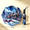 Christmas Train 8 Ribs 3Fold Black Glue Uv Protection Umbrella Sun Protection Rainproof Compact Folding Umbrella For Travel Daily Use C9241415