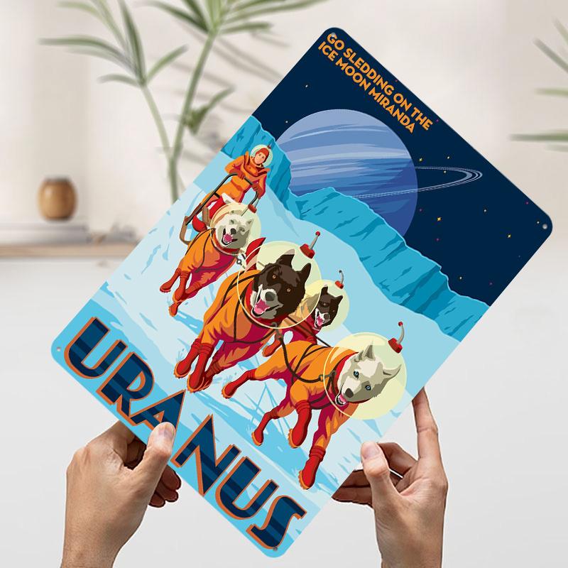 Travel to Uranus Poster Customized Vintage Metal Signs Wall Art Retro Tin Plaque for Modern Home Decoration Luxury Office Decor