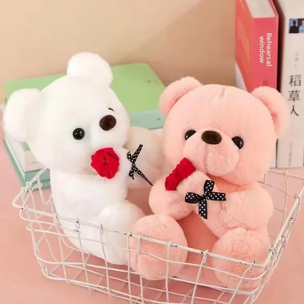 Uroczy Pluszowy Miś z Róż Stuffed Animal Doll Romantyczny Prezent Dla Dziewczyny Walentynki Urodziny Rocznica