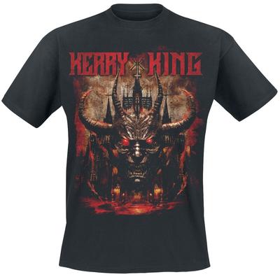 Koszulka z okrągłym dekoltem z kreatywną grafiką inspirowaną Kerry Kingiem Mrocznym Demonem, prezentującą metalową sztukę dla fanów Kerry Kinga