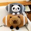 Rugby Panda And Capybara Plush Doll Cartoon Gift Kids Play Bed Soothing Pillow