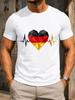 Gerunisexy Low Poly Heartbeat Geometric Red Gold Heart With Pulse Line And Modern FlAg Style Unisex Unisex All TShirt