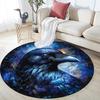 Blue Raven Round Area Rug,Carpet Rug for Living Room Bedroom Sofa Playroom Decor,Non-slip Floor Mat