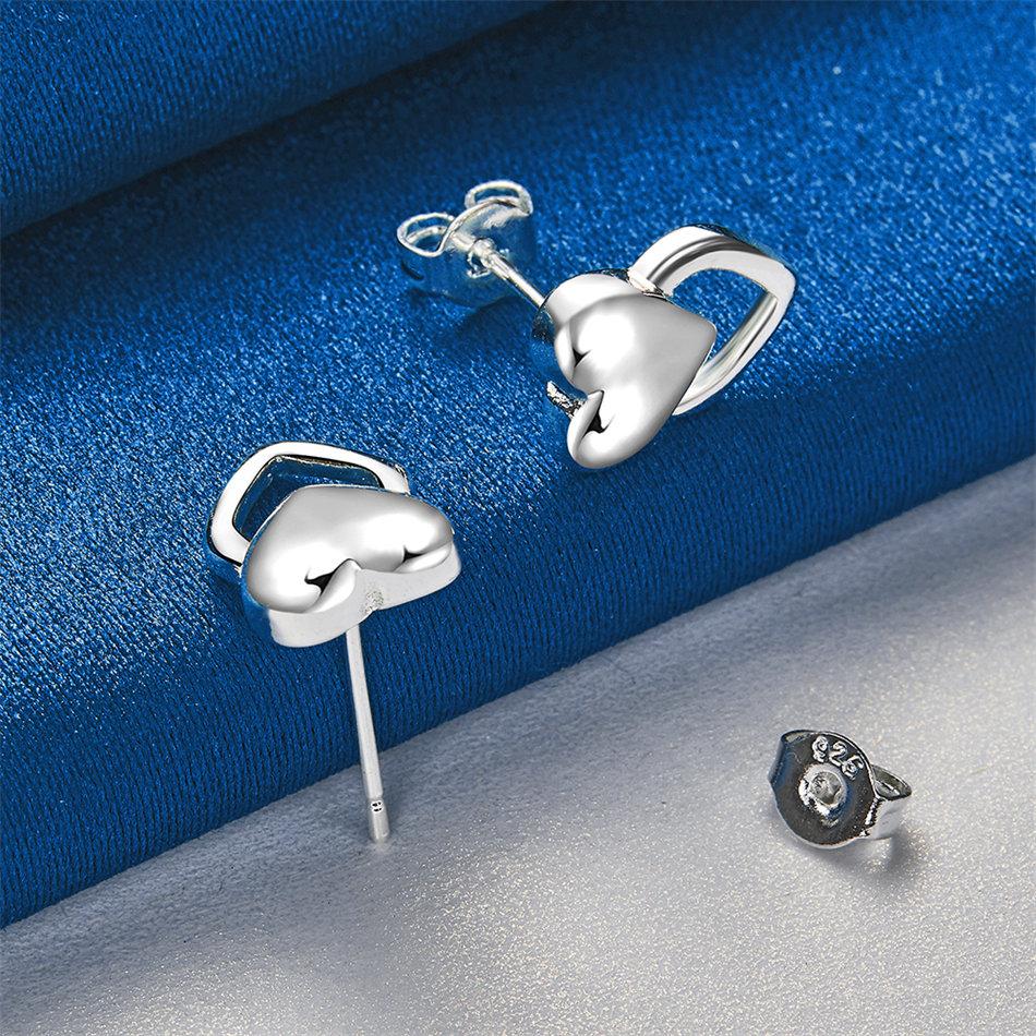 925 Sterling Silver Luxury Exquisite Double Heart Stud Earrings for Women Fashion Wedding Charm Gift Party Jewelry