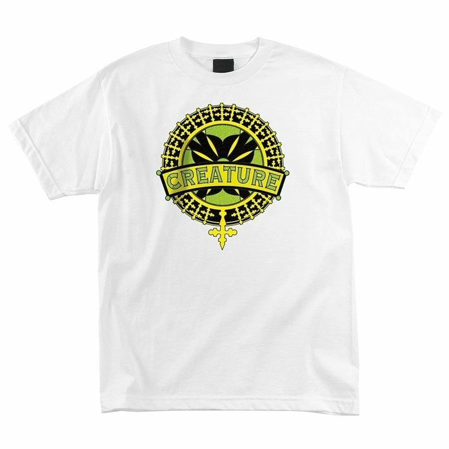 Creature STAINED GLASS Skateboard T Shirt WHITE XS