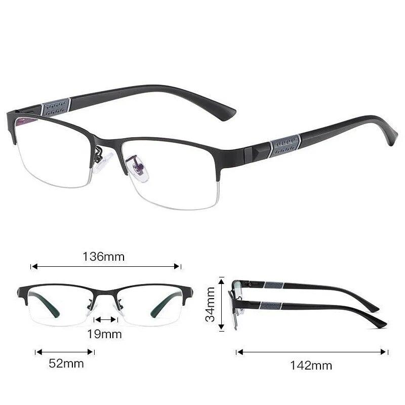 Photochrome Myopiebrille für Herren, Vintage, Business, Halbrahmen, Minussichtbrille, männlich, Outdoor, Farbwechsel-Sonnenbrille, 0 bis 4,0