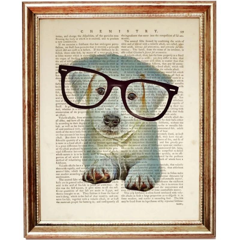 Vintage Funny Animals In Newspaper Art Poster Canvas Painting Puppy Pet Cat Horse Wall Art Pictures Gift Home Decor