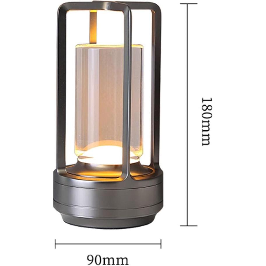 Cordless LED Touch Desk Lamp,2600mAh Battery Powered Crystal Lantern Lamp,3-Colour Dimmable Bedside Lamp,Small Desk Lamp for Restaurant Bedroom Bar