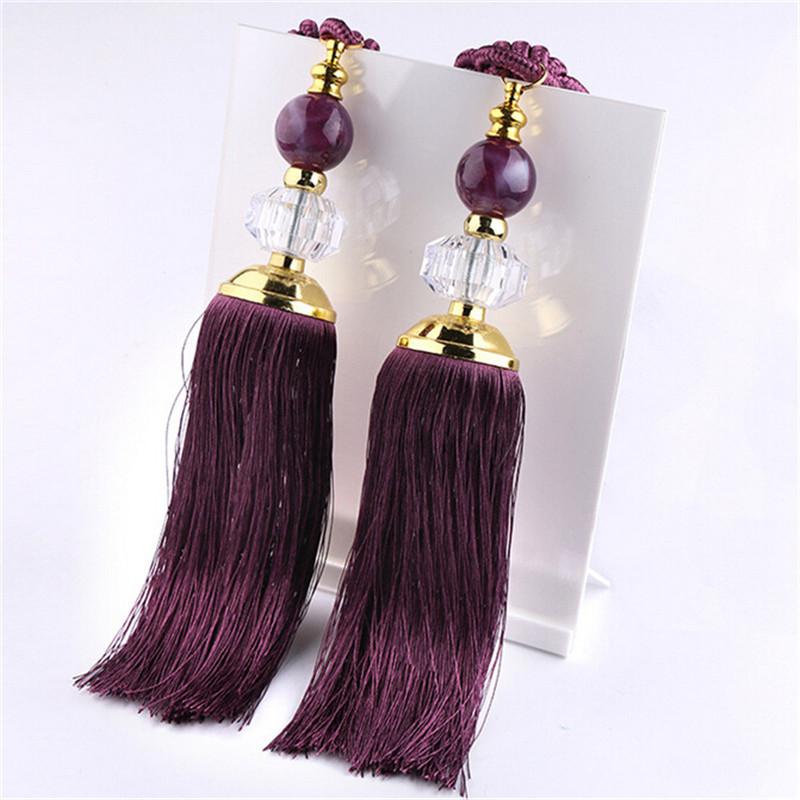 1 Pair Window Curtain Accessories Crystal Hanging Balls Tassel Hand Knitting