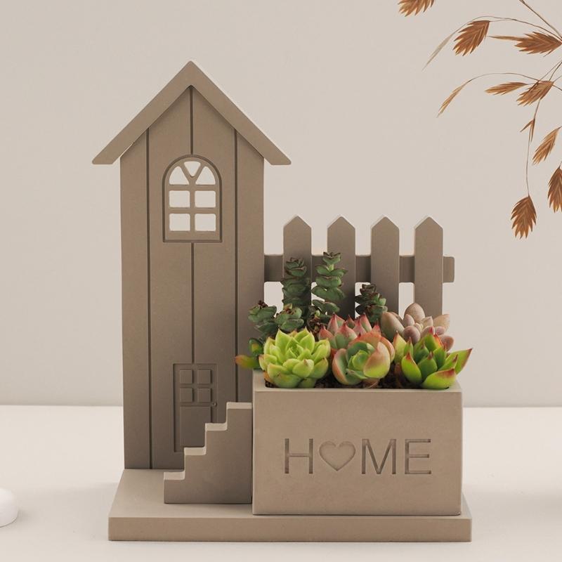 House Shaped Silicone Candle Holder Moulds for Epoxy Resin, Candle Container, Home Decoration, Succulents Planter Molds
