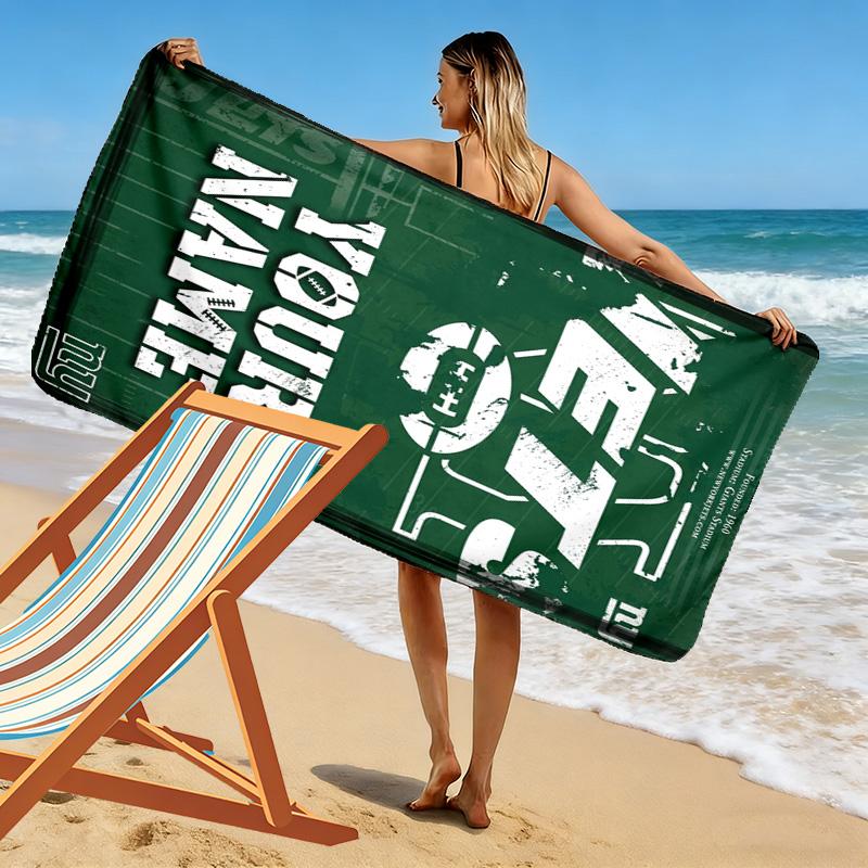 Name Custom New york jets Print Beach Towel, Large Soft Quick Dry Towel for Beach Camping Swimming