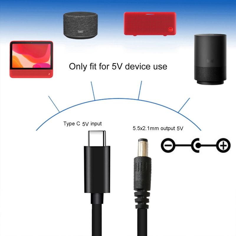 Type C to DC 5.5x2.1mm Power Cable, 3.3ft Barrel Jack Center Pin Positive Charger Cord for Led and Peripheral Products