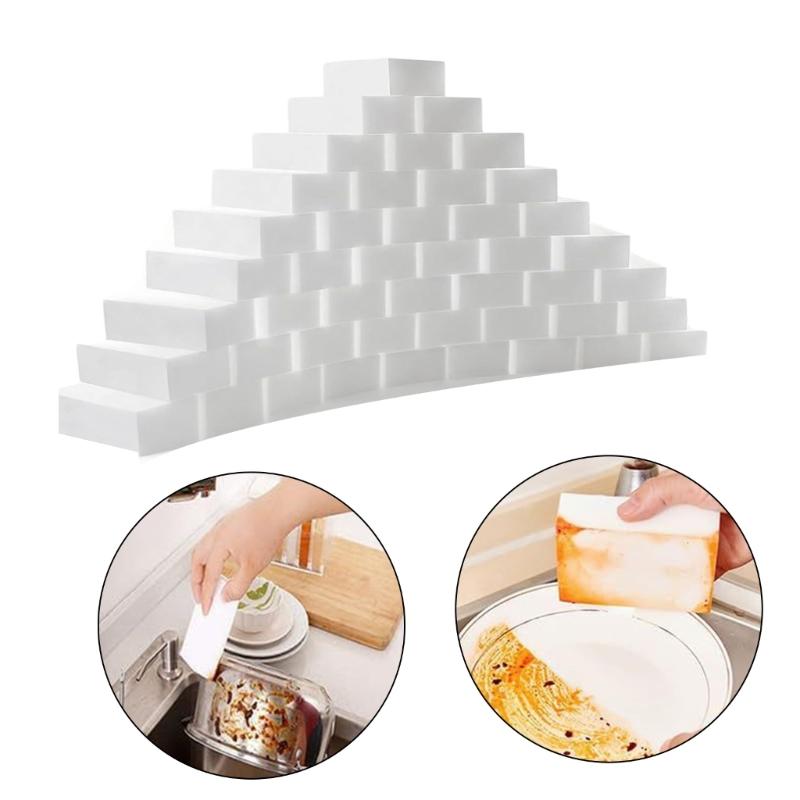 50pcs Dense Melamine Sponges Heavy Duty Degreasing Pad Cleaning Tool for Delicate Surfaces and Stubborn Stains