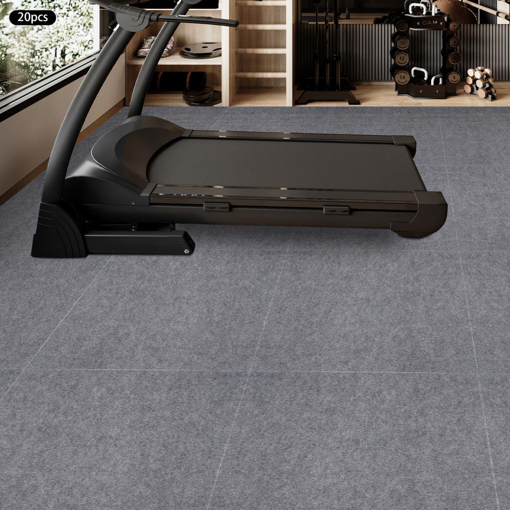 20 Pcs 60x60cm Polyester Square Carpet,Light Grey Striped Self-Adhesive 4mm Carpet Floor-mounted for Restaurants,Family Rooms