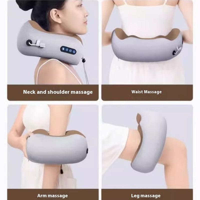 Skulder- og nakkemassasjepute Husholdnings Multifunksjonell Varming Nakkebeskytter Vibrasjon Eltesjal Massasjeapparat Reisemassasjepute