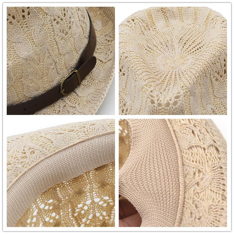 Vintage Hollowed Men Panama Hat Men Cotton Fedora Male Sun hat Women Summer Beach hat Chapeau dad Jazz Trilby Cap Sombrero