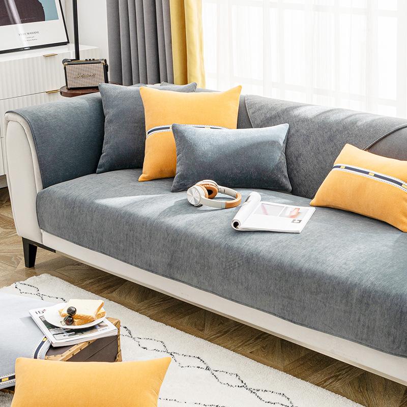 Leichter Luxus-Stil, neuer Sofakissenbezug aus Chenille-Leder, für alle Jahreszeiten, universell, rutschfest, schlicht, modern, für den Sommer