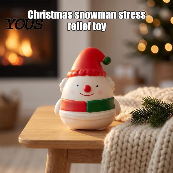 Slow Rebound Squeeze Toy Christmas Snowman Toy, Stress Relief Cute Fidget Holiday Themed Sensory Items Figurine, Stocking Stuffer Party Favor,