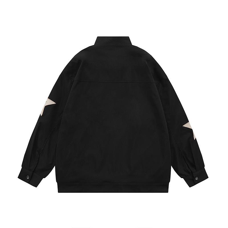 Autumn Casual Fashion Star Embroidery Thin Zipper Jacket