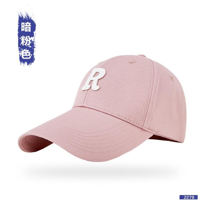 Korean Style R Baseball Cap Women Men Adjustable Wide Brim Sun Hat Cotton Casual Sport