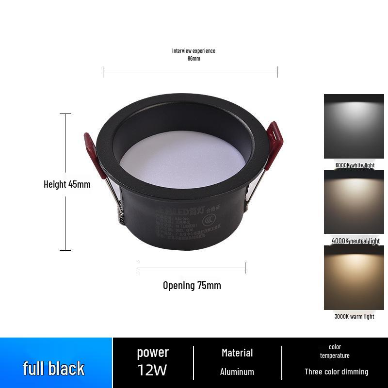 High CRI LED Cylinder Recessed Ceiling Light, Anti-glare, Ideal for Hallways, Corridors, Living Rooms, and Background Walls