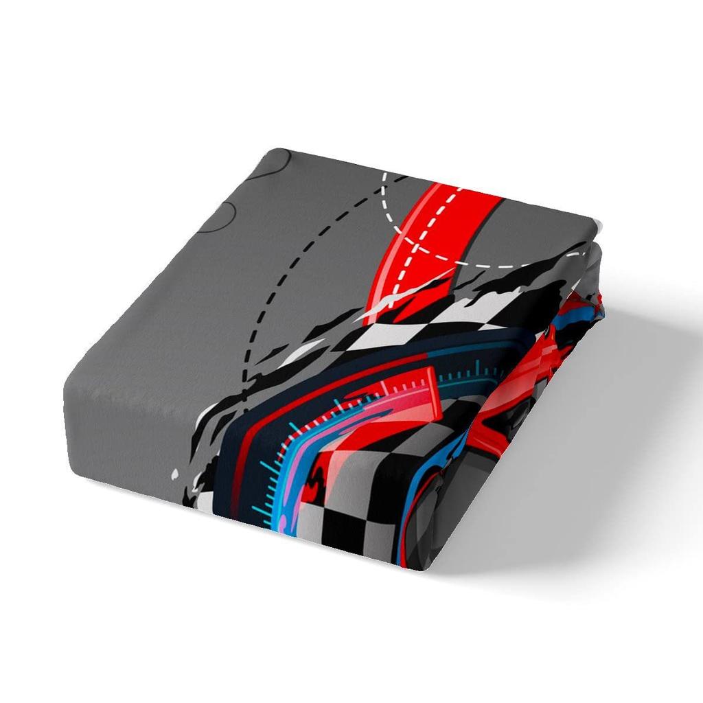 Red Cool Racing Car Three-Piece Quilt Cover Digital Printing Bedding Set Bed Cover