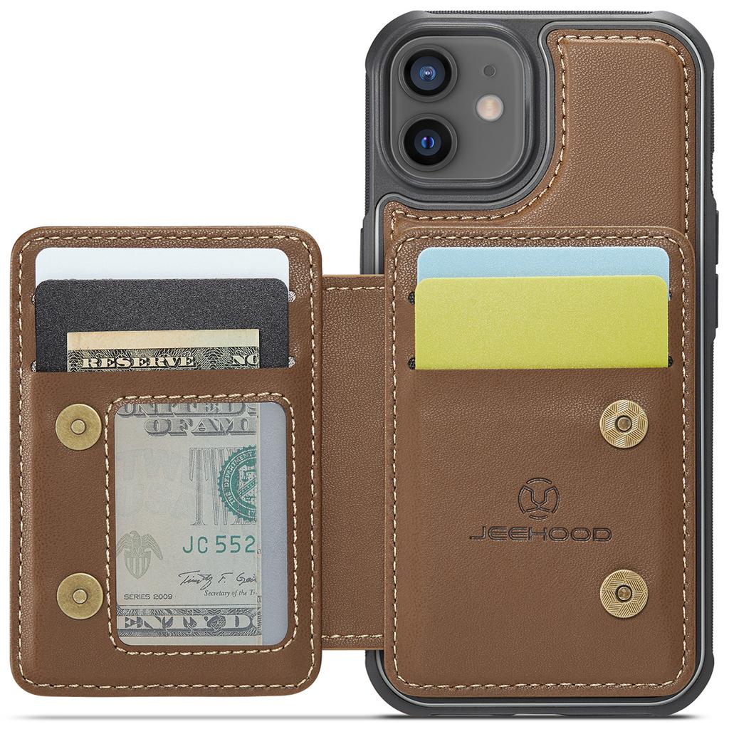 Für iPhone 12/12 Pro Hülle Leder Handyhülle mit abnehmbarer magnetischer Kartenhalterung