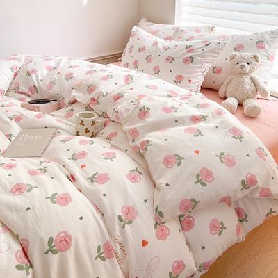 Set di biancheria da letto a quattro pezzi in cotone di grado A per madre e bambino, cotone puro, stile Ins, cartone animato, piccolo e fresco, copripiumino in puro cotone