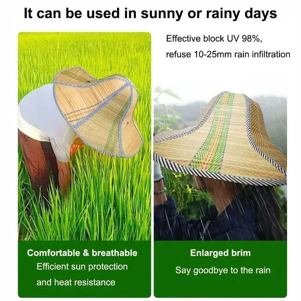 2Pcs Adjustable Foldable Straw Sun Hat Breathable Fishing Sunshade Caps Wide Brim Hat  Summer