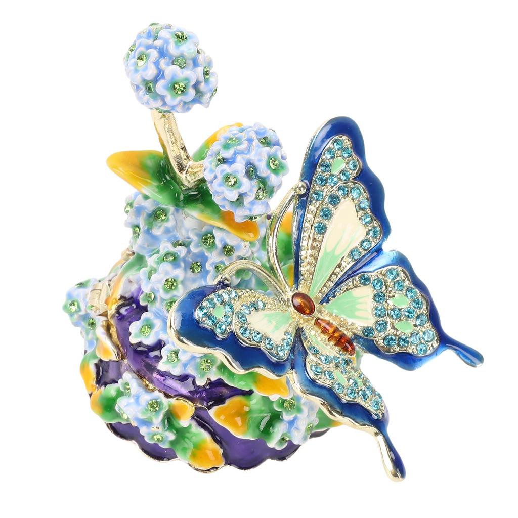 Enamel Jewelry Box Flower Design Elegant Exquisite Zinc Alloy Trinket   for Home
