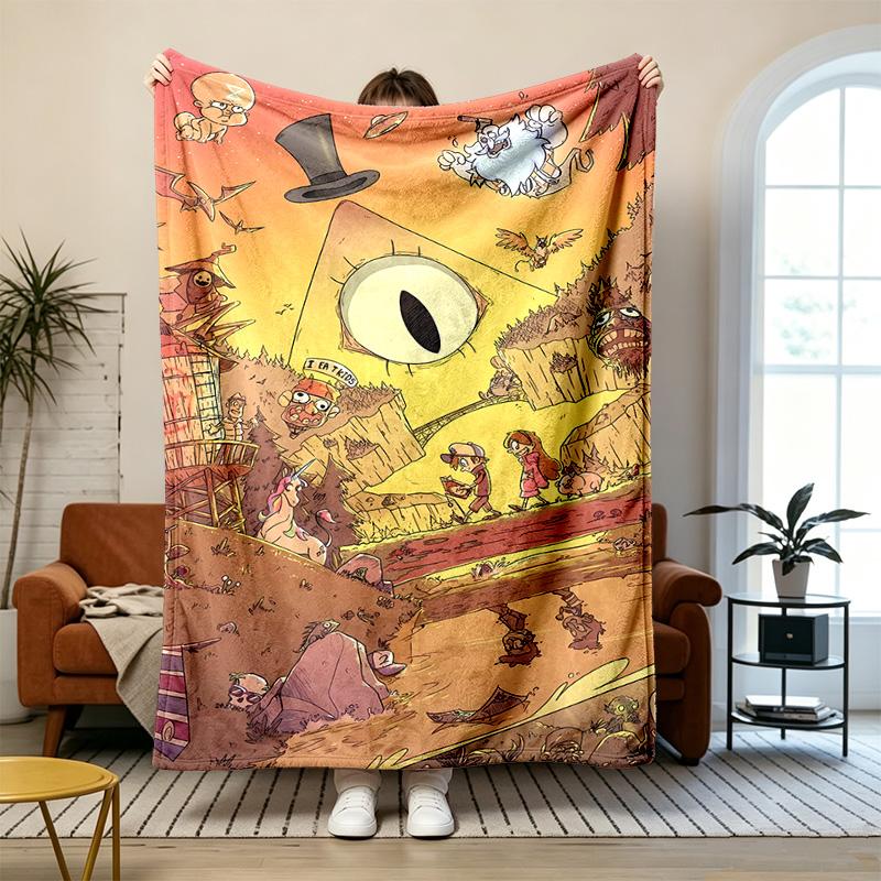 Gravity Falls Měkký a pohodlný flanel Vhodný na pohovky obývací pokoje venovní kempování cestování a také skvělý dárek k výročí