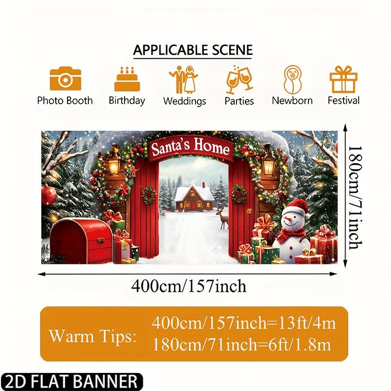1pc Santa Claus Wreath Banner - Winter Farmhouse Decoration with Snowman Wreath and Deer Patterns