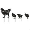 4 Pieces Hen and Chicks Garden Stakes Weather Resistant Metal Chicken Silhouette Set Weatherproof