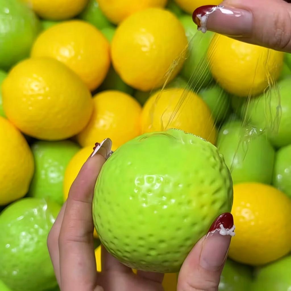 Handgemaakte Krokante Citroen Stressbal Knijpspeeltje, Kleurveranderende Mango Squishy Fidget Bal, ASMR Sensorisch Stressspeeltje
