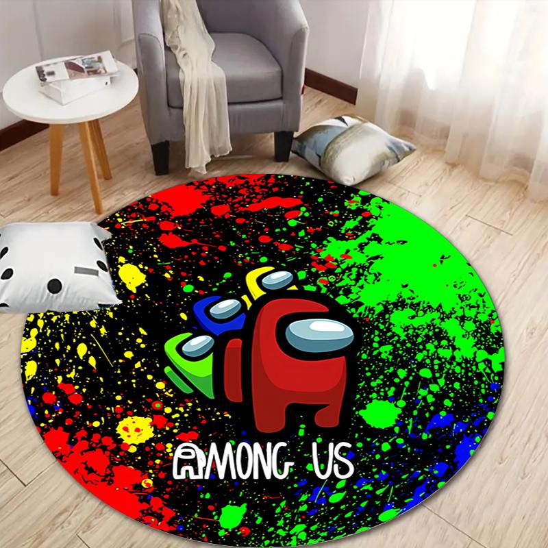 Among-us Runder Teppich, Teppich für Wohnzimmer Schlafzimmer Sofa Spielzimmer Dekoration, Rutschfeste Bodenmatte
