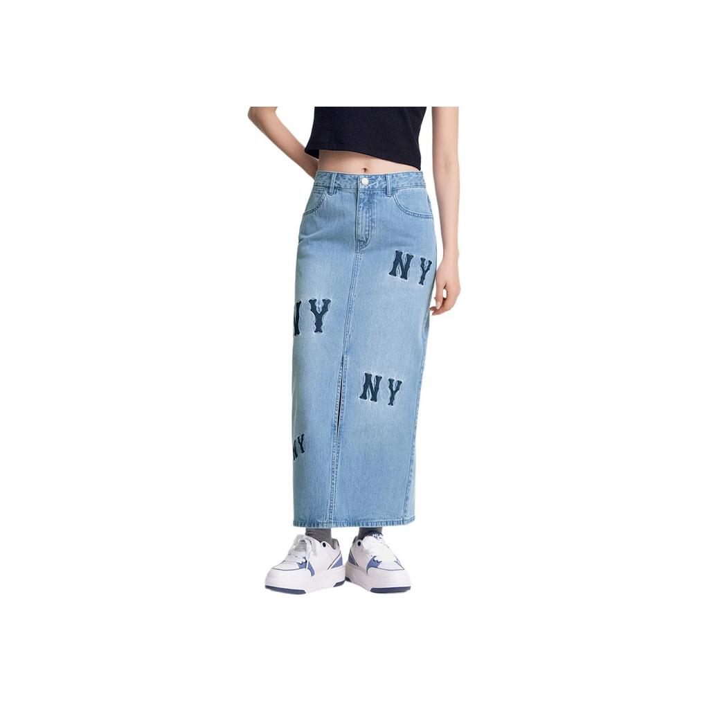 New MLB New York Yankees Denim Long Skirts Women's Light Blue 3FDSG0251-50BLL
