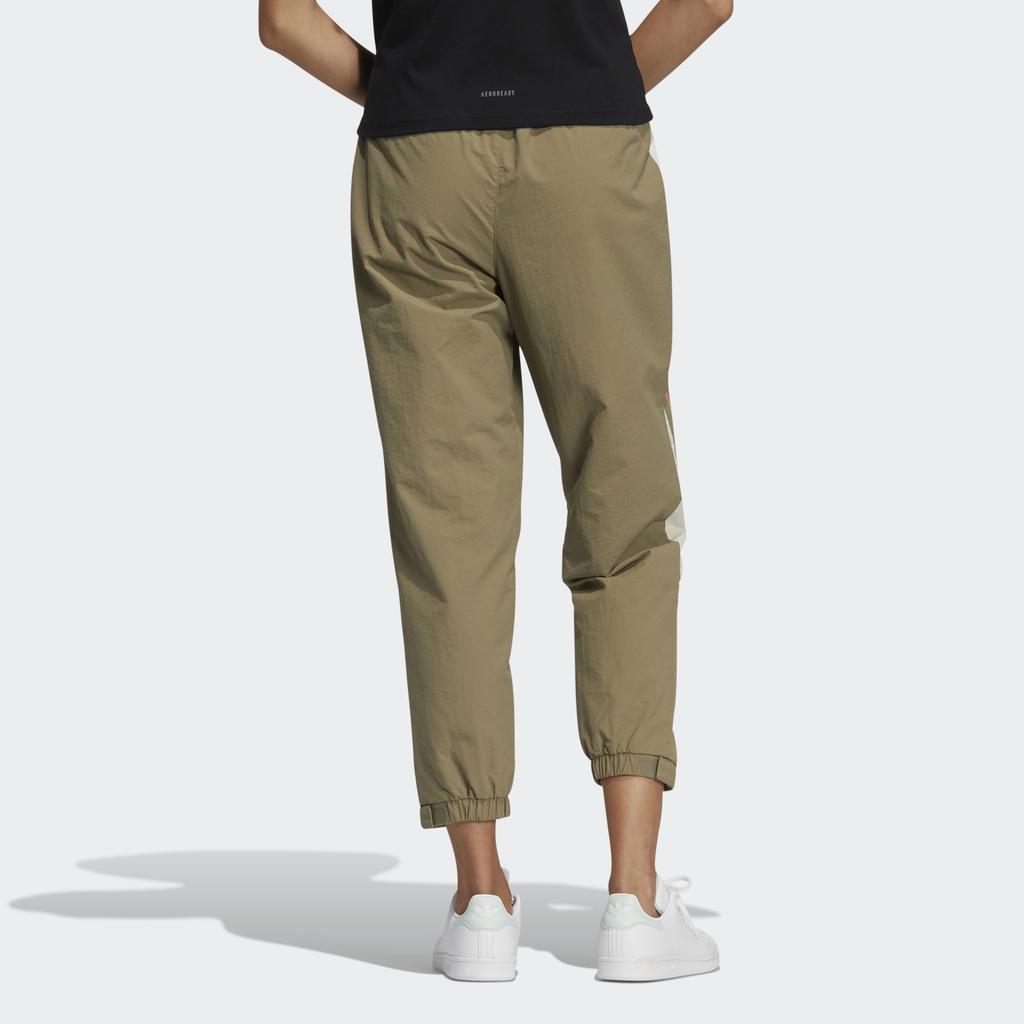 Adidas Neo Vintage Stripe Print Color Block Cropped Sports Pants Women Bottoms Olive HG1615
