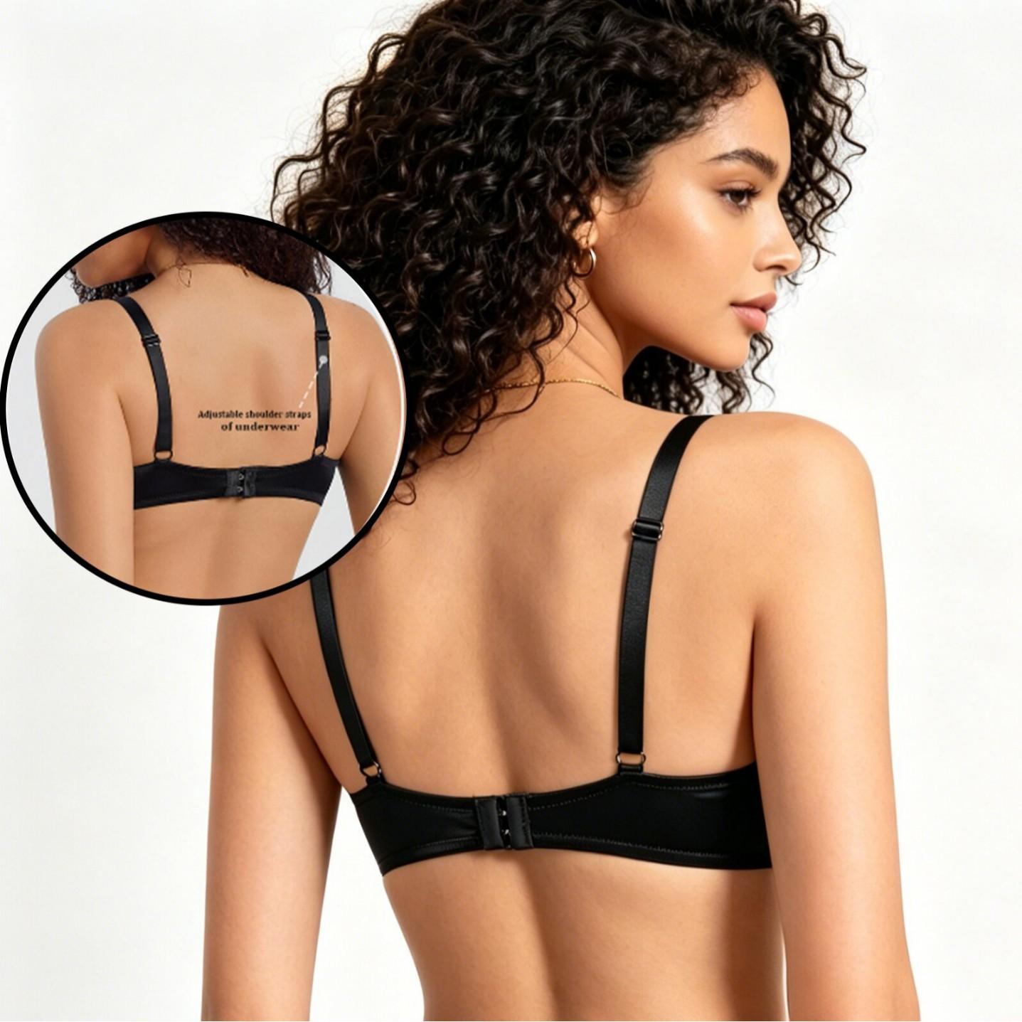 

Large size light-sensitive cross-stitching hollow bra bikini sexy gathering seamless underwear 90C чорний