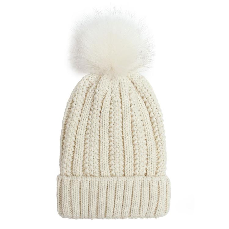 Fashion Solid Color Knitted Hat Pompom Thick Casual Simple Fall Winter All-match