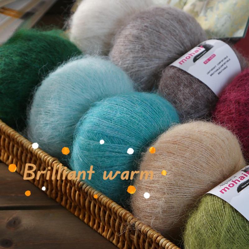 25g/roll Mohair Dyed Fine Wool DIY Crochet Yarn Hand Woven Yarn Dyed Wool Yarn Baby Sweater Hat Scarf Soft Skin Friendly